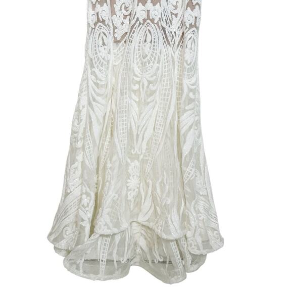 BRONX & BANCO Ester Sequin & Bead Embellished Plunge Neck Gown - Picture 4 of 11